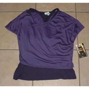NEW NWT Dark Purple Sz Large (12-14) Soft Stretchy Layered 2 in 1 Tank Top AVIA